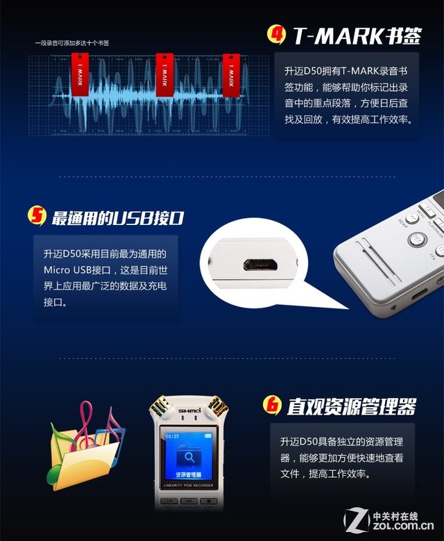 立體聲無死角 升邁D50錄音筆自動(dòng)降噪 